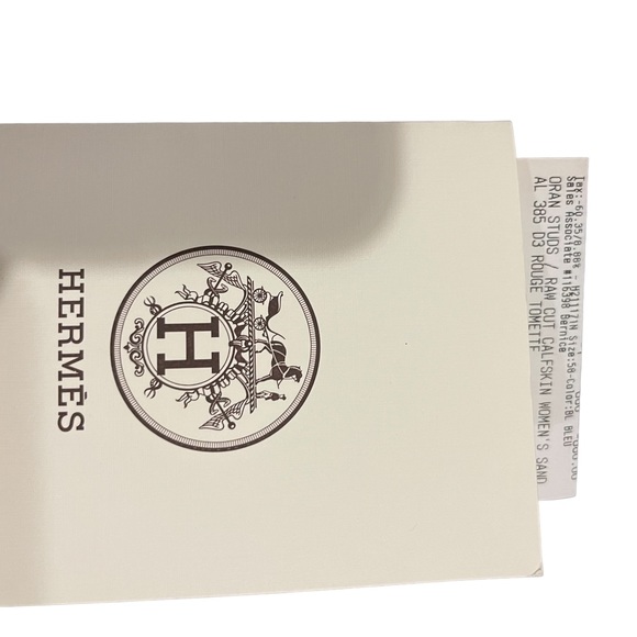 Hermes Oran Studs Calfskin in Rouge Tomette Sandle in 38.5 w/ Receipt/Box/Bags - Picture 7 of 7